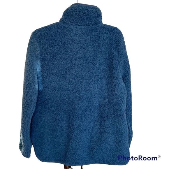 Te Verde Blue Plush Teddy Cozy Sherpa Fleece Pullover Half Zip Sweater - Picture 3 of 8